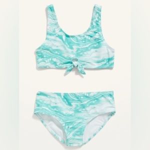 Old Navy Girls Blue Marble Tie Bikini